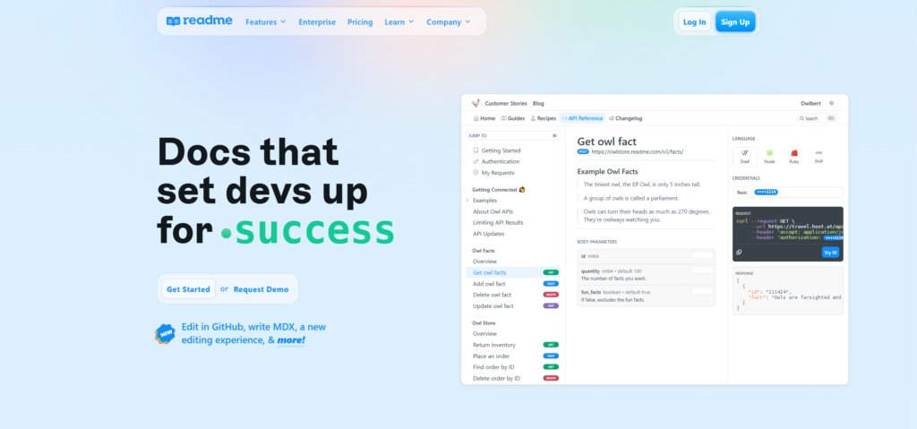 ReadMe is dedicated to providing interactive API documentation that prioritizes user engagement and simplicity for end-users.