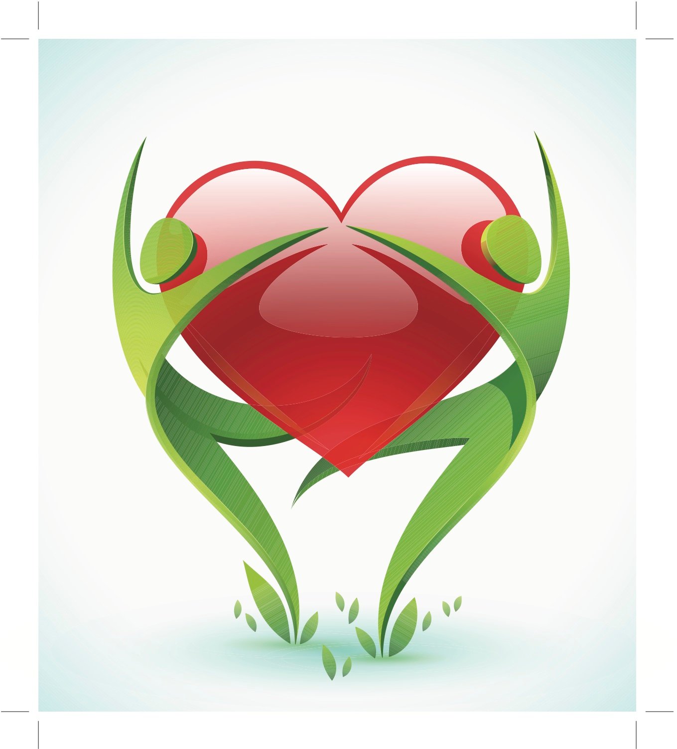 Couple Of People Holding A Red Heart Surrounded By Green Leaves PNG  HD Free Download